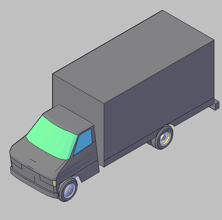 Bloque Autocad Vista de Camioneta pequeña Bibliot. 2D-3D en 3D
